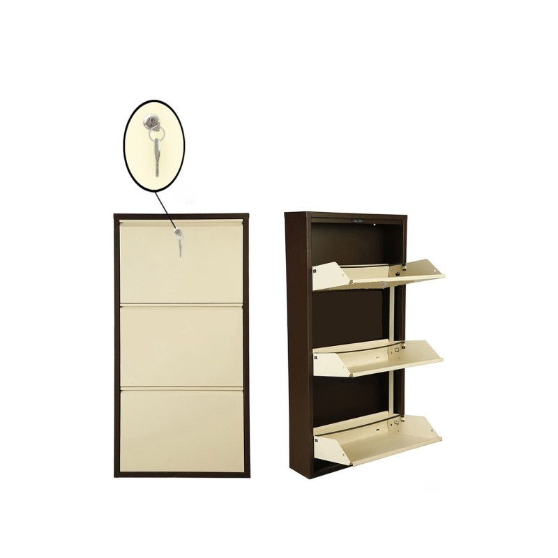 14267_0-800x800 Παπουτσοθήκη Scarpe 50x15x103cm μεταλλικ΄ή καφέ κρεμ ed14267 - Image 1