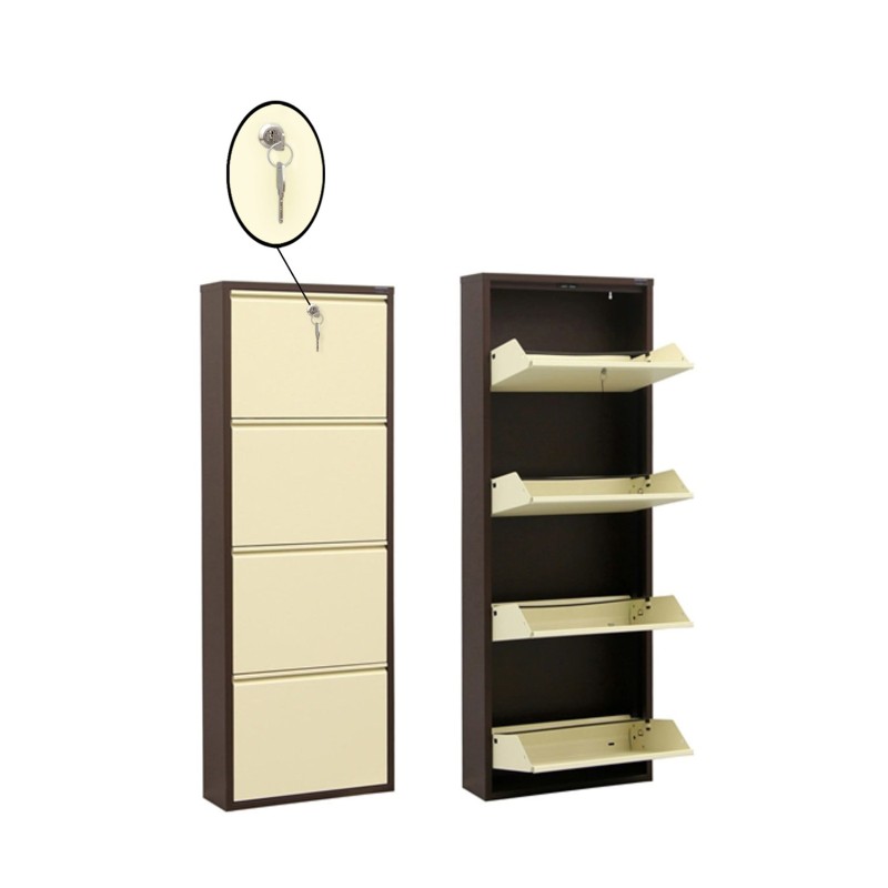 14273_0-800x800 Παπουτσοθήκη Scarpe 50x15x137cm μεταλλικ΄ή καφέ κρεμ ed14273 - Image 1