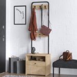 Έπιπλο εισόδου Quinn δρυς μελαμίνη μεταλλικό πλαίσιο 50x35x170εκ ed14298 - Image 5