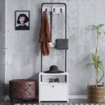 Έπιπλο εισόδου Tina άσπρο μελαμίνη μεταλλικό πλαίσιο 50x35x170εκ ed14299