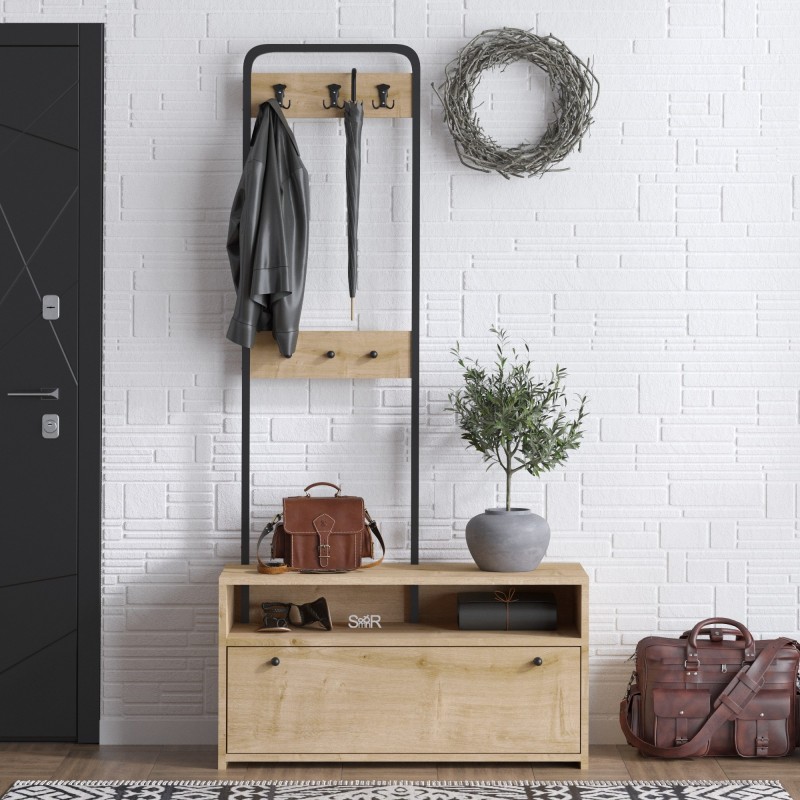 14310_0-800x800 Έπιπλο εισόδου Nicole καρυδί μελαμίνη 90x35x170εκ ed14310 - Image 1