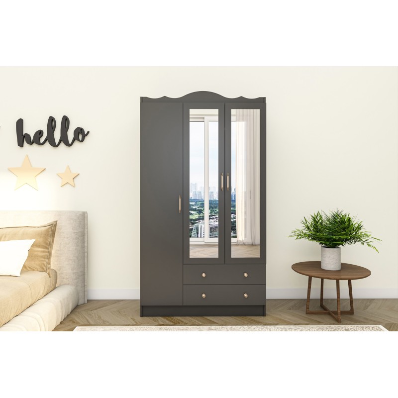 14376_0-800x800 Ντουλάπα ρούχων Lavinia ανθρακί μελαμίνη 105x50x186cm ed14376 - Image 1