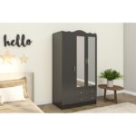 Ντουλάπα ρούχων Lavinia ανθρακί μελαμίνη 105x50x186cm ed14376 - Image 5