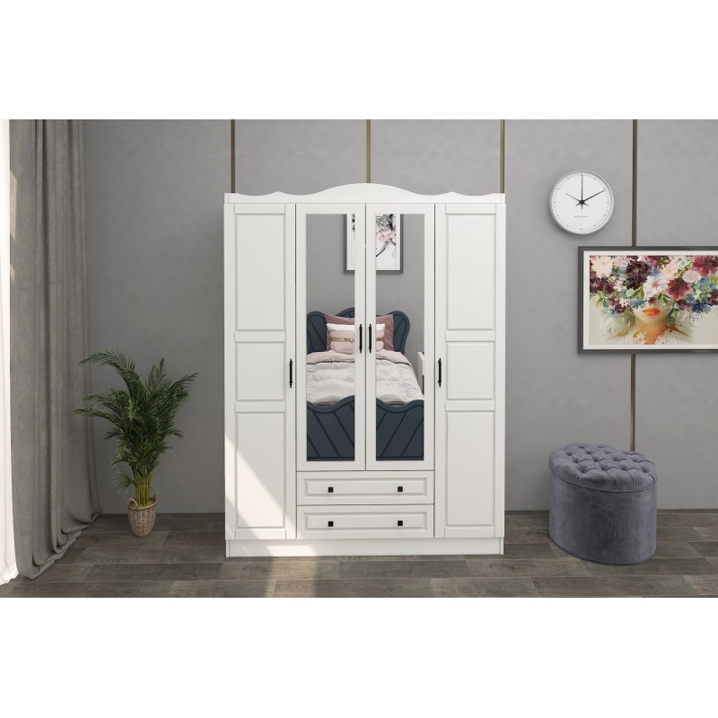 14396_0-800x800 Ντουλάπα Bahar άσπρο μελαμίνη 140x50x186εκ ed14396 - Image 1