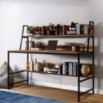 Γραφείo Mentre καρυδί χρώμα μελαμίνη μέταλλο 140x60x122cm ed1439