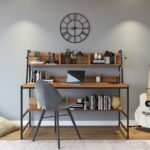 Γραφείo Mentre καρυδί χρώμα μελαμίνη μέταλλο 140x60x122cm ed1439 - Image 3