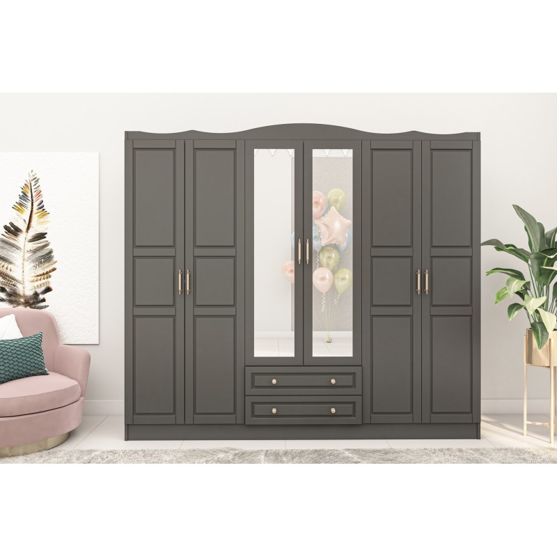 14437_0-800x800 Ντουλάπα Bahar ανθρακί μελαμινή 210x50x186εκ ed14437 - Image 1