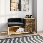 Έπιπλο εισόδου Anzer καρυδί ανθρακί μελαμίνη 100x45x60εκ ed1443