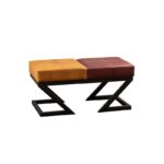 Σκαμπώ Benve 92x44x46cm μέταλλο ύφασμα μουσταρδί κεραμιδί ed14463 - Image 3