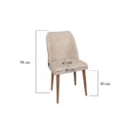 Σετ καρέκλες 4 τεμάχια Nova κρεμ καρυδί χρώμα ύφασμα ξύλο 50x49x90cm ed1478 - Image 2