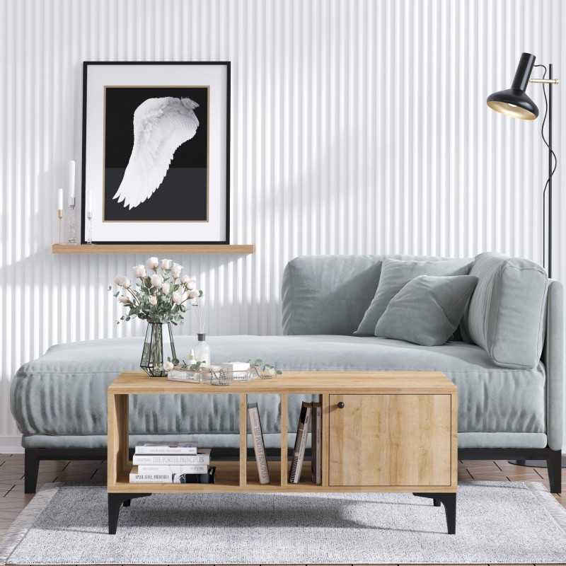 1488_0-800x800 Τραπέζι σαλονιού Rigo δρυς μελαμίνη 100x50x47εκ ed1488 - Image 1