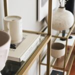 Βιβλιοθήκη Ram χρυσό μεταλλό επιφάνεια γυαλί 80x30x165εκ ed1502 - Image 5