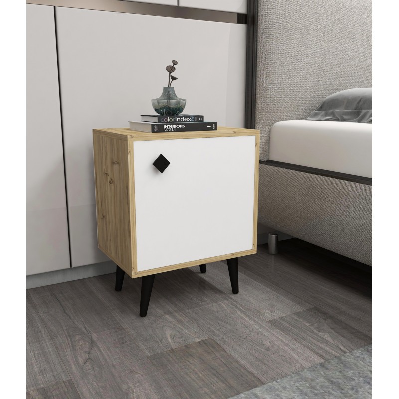 15069_0-800x800 Κομοδίνο Inizio oak λευκή μελαμίνη 45x35x65cm ed15069 - Image 1