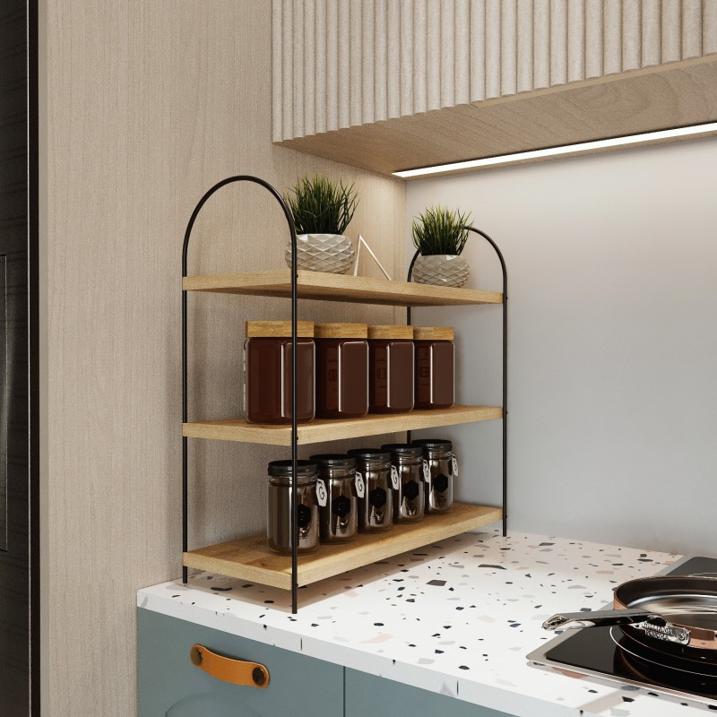 15080_0-800x800 Ραφιέρα κουζίνας Hamm μαύρο δρυς μελαμίνη μεταλλικά πόδια 45x17x42εκ ed15080 - Image 1