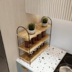 Ραφιέρα κουζίνας Hamm μαύρο δρυς μελαμίνη μεταλλικά πόδια 45x17x42εκ ed15080 - Image 5