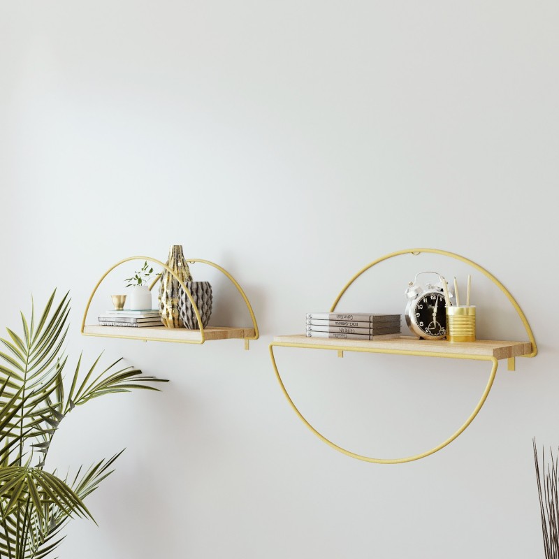 15089_0-800x800 Ραφιέρα Bielefeld χρυσό δρυς μελαμίνη μεταλλικά πόδια 30x15x45εκ ed15089 - Image 1