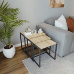 Σετ 3τεμ τραπέζια σαλονιού Wismar μελαμίνη μέταλλο 35x50x60cm ed15096