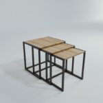 Σετ 3τεμ τραπέζια σαλονιού Wismar μελαμίνη μέταλλο 35x50x60cm ed15096 - Image 4