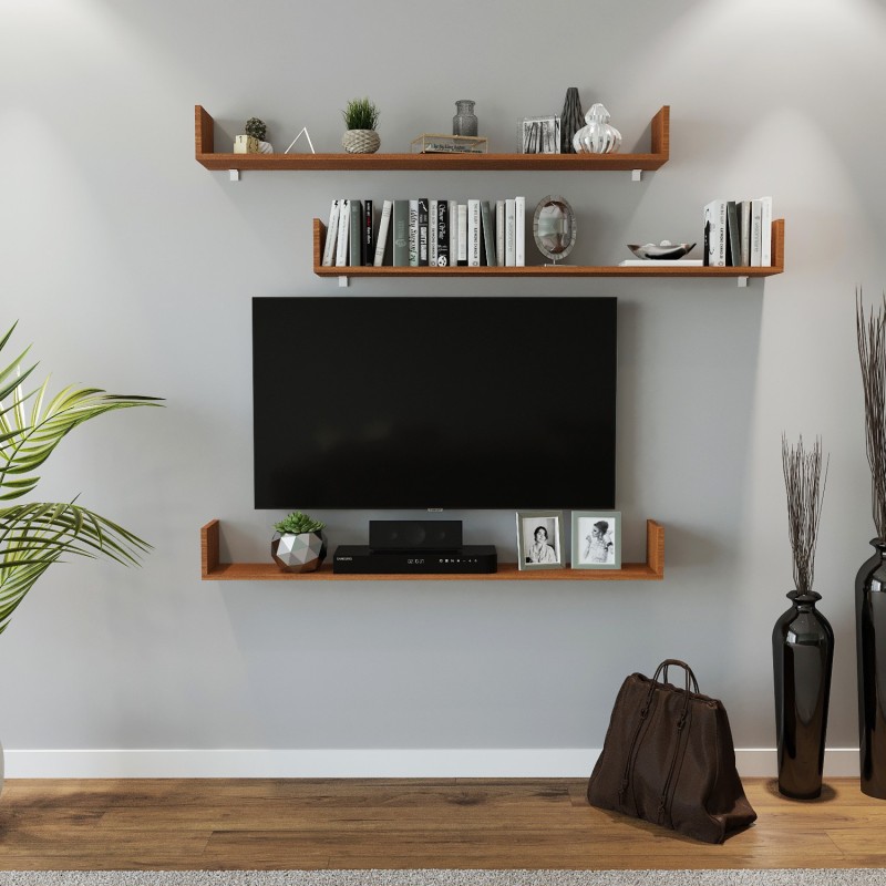 15099_0-800x800 Ραφιέρα Kauf καρυδί μελαμίνη 120x20εκ ed15099 - Image 1