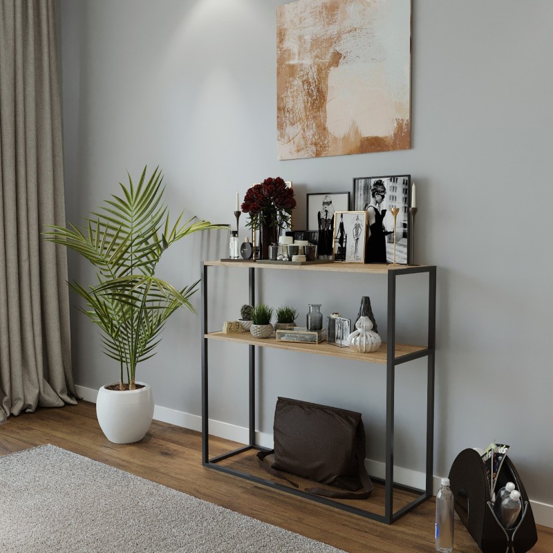 15101_0-800x800 Κονσόλα Nurn δρυς μαύρο μελαμίνη 90x33 5x90εκ ed15101 - Image 1