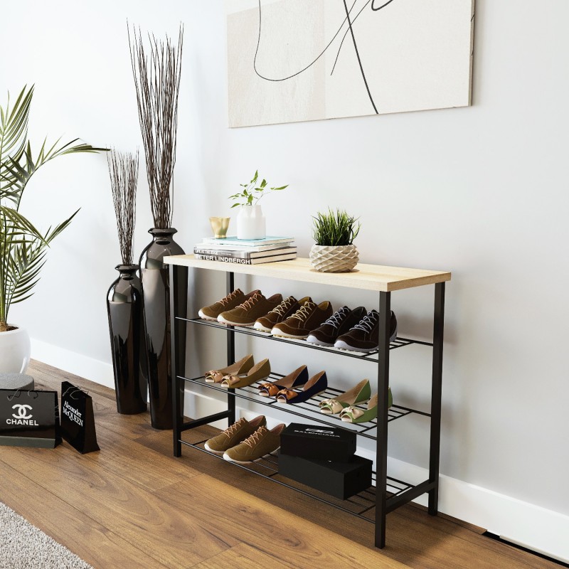 15105_0-800x800 Ραφιέρα παπουτσιών Herne μαύρο δρυς μελαμίνη 90x30x70εκ ed15105 - Image 1