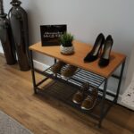 Παπουτσοθήκη Frankfurt μελαμίνη καρυδί μαύρα μεταλλικά πόδια 70x30x45cm ed15108 - Image 5