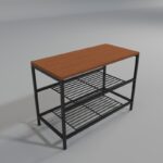 Παπουτσοθήκη Frankfurt μελαμίνη καρυδί μαύρα μεταλλικά πόδια 70x30x45cm ed15108 - Image 4