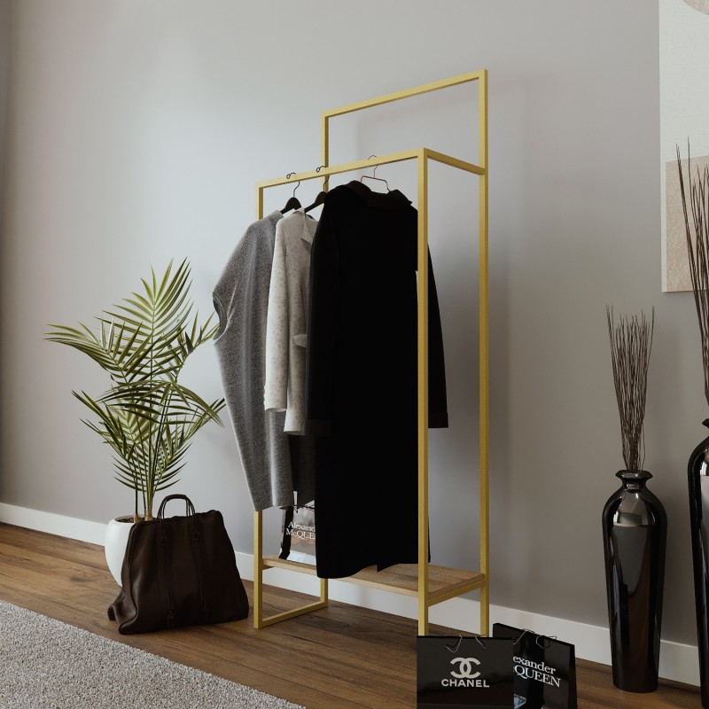 15115_0-800x800 Ντουλάπα Kolen χρυσό καρυδί μελαμίνη 80x35x170εκ ed15115 - Image 1