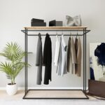 Ντουλάπα Ascha δρυς μαύρο μελαμίνη μεταλλικά πόδια 170x40x170εκ ed15122