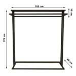 Ντουλάπα Ascha δρυς μαύρο μελαμίνη μεταλλικά πόδια 170x40x170εκ ed15122 - Image 2