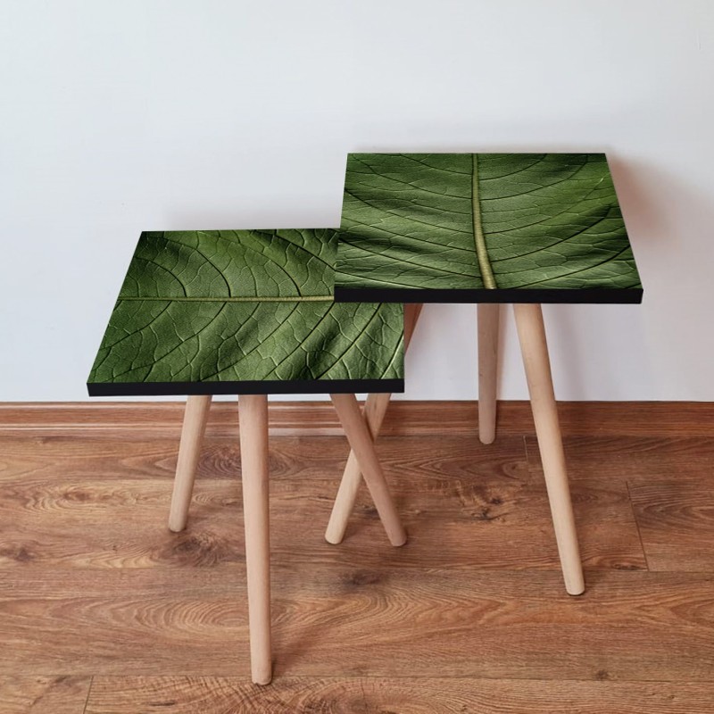 15135_0-800x800 Τραπέζια βοηθητικά Shape σαλονιού 2 τεμάχια πράσινο χρώμα MDF ξύλινα πόδια 35x47cm ed15135 - Image 1