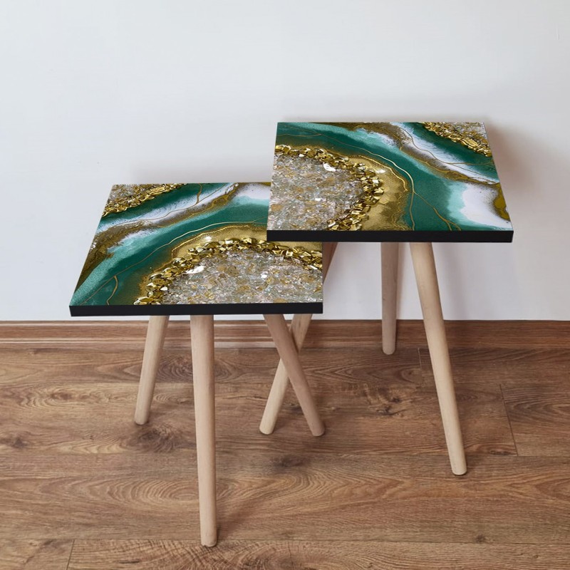 15144_0-800x800 Τραπέζια βοηθητικά Shape σαλονιού 2 τεμάχια multicolor χρώμα MDF ξύλινα πόδια 35x47cm ed15144 - Image 1