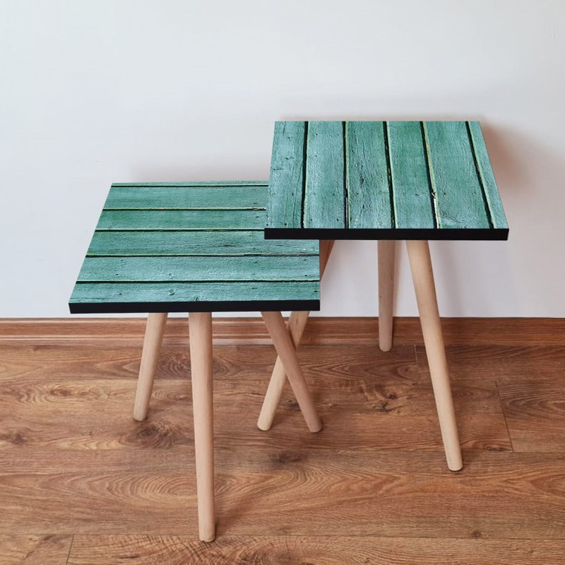 15149_0-800x800 Τραπέζια βοηθητικά Shape σαλονιού 2 τεμάχια μπλε χρώμα MDF ξύλινα πόδια 35x47cm ed15149 - Image 1