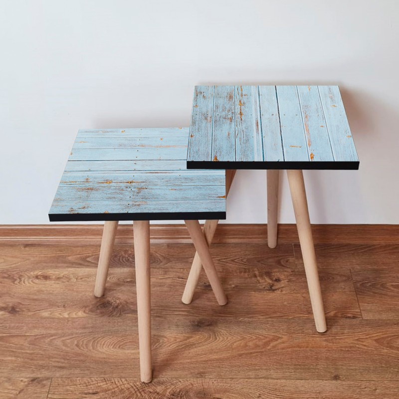 15152_0-800x800 Τραπέζια βοηθητικά Shape σαλονιού 2 τεμάχια μπλε χρώμα MDF ξύλινα πόδια 35x47cm ed15152 - Image 1