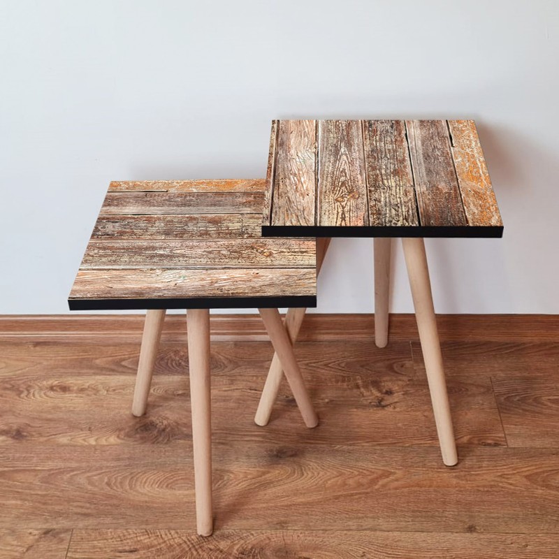 15155_0-800x800 Τραπέζια βοηθητικά Shape σαλονιού 2 τεμάχια καφέ camel χρώμα MDF ξύλινα πόδια 35x47cm ed15155 - Image 1