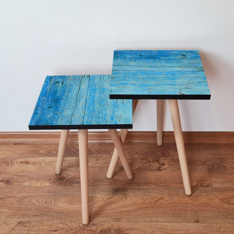 15163_0-800x800 Τραπέζια βοηθητικά Shape σαλονιού 2 τεμάχια μπλε χρώμα MDF ξύλινα πόδια 35x47cm ed15163 - Image 1