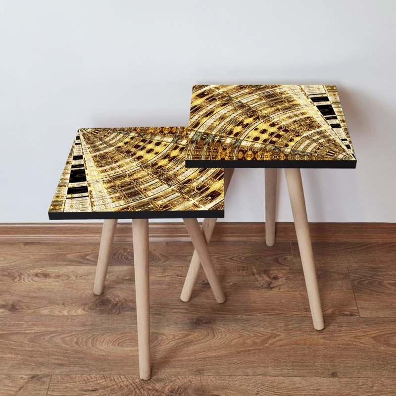 15178_0-800x800 Τραπέζια βοηθητικά Shape σαλονιού 2 τεμάχια multicolor χρώμα MDF ξύλινα πόδια 35x47cm ed15178 - Image 1