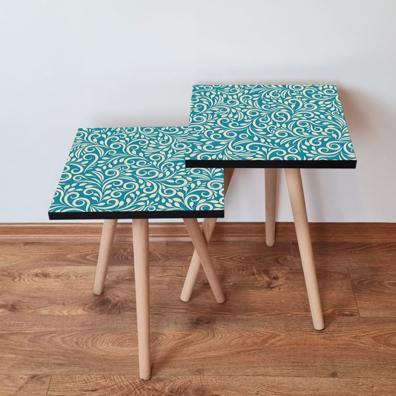 15210_0-800x800 Τραπέζια βοηθητικά Shape σαλονιού 2 τεμάχια μπλε άσπρο MDF ξύλινα πόδια 35x47cm ed15210 - Image 1