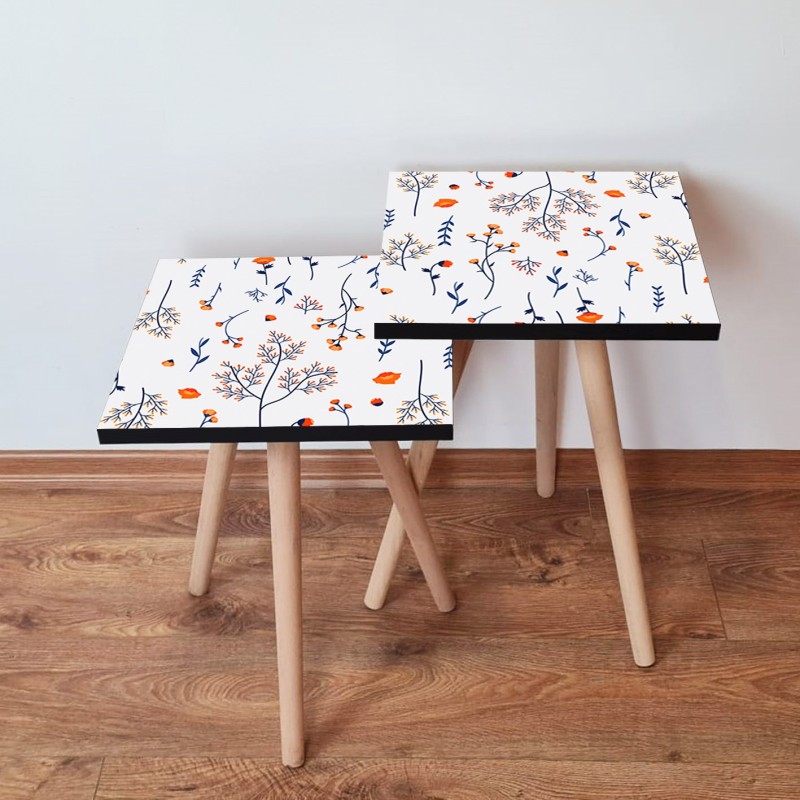 15211_0-800x800 Τραπέζια βοηθητικά Shape σαλονιού 2 τεμάχια άσπρο navy blue πορτοκαλί MDF ξύλινα πόδια 35x47cm ed15211 - Image 1