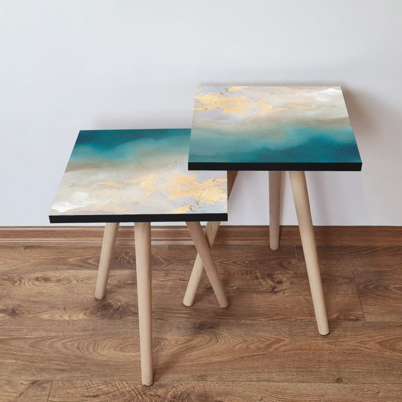 15221_0-800x800 Τραπέζια βοηθητικά Shape σαλονιού 2 τεμάχια μπλε άσπρο μπεζ MDF ξύλινα πόδια 35x47cm ed15221 - Image 1