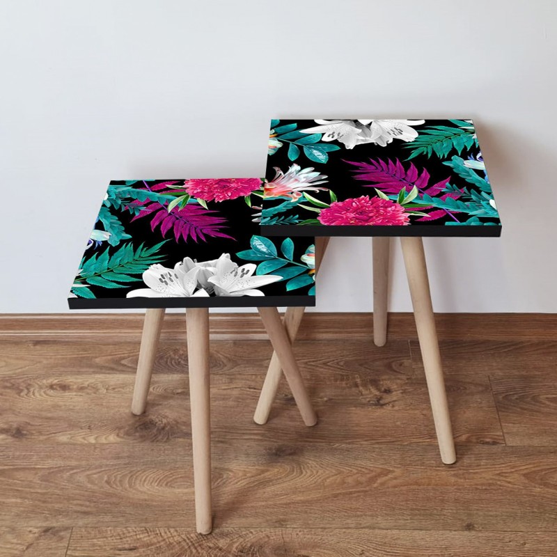 15230_0-800x800 Τραπέζια βοηθητικά Shape σαλονιού 2 τεμάχια multicolor MDF ξύλινα πόδια 35x47cm ed15230 - Image 1