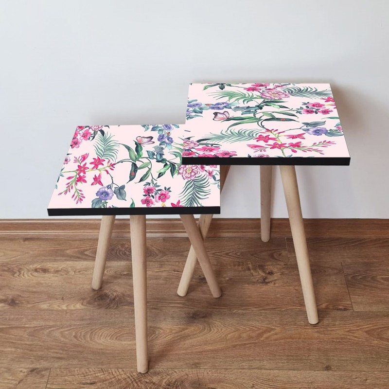 15231_0-800x800 Τραπέζια βοηθητικά Shape σαλονιού 2 τεμάχια multicolor MDF ξύλινα πόδια 35x47cm ed15231 - Image 1