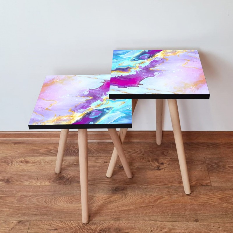 15235_0-800x800 Τραπέζια βοηθητικά Shape σαλονιού 2 τεμάχια multicolor MDF ξύλινα πόδια 35x47cm ed15235 - Image 1