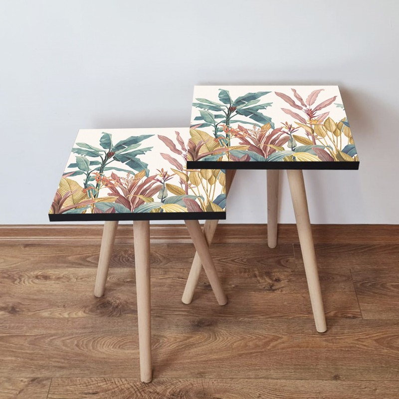 15238_0-800x800 Τραπέζια βοηθητικά Shape σαλονιού 2 τεμάχια multicolor MDF ξύλινα πόδια 35x47cm ed15238 - Image 1