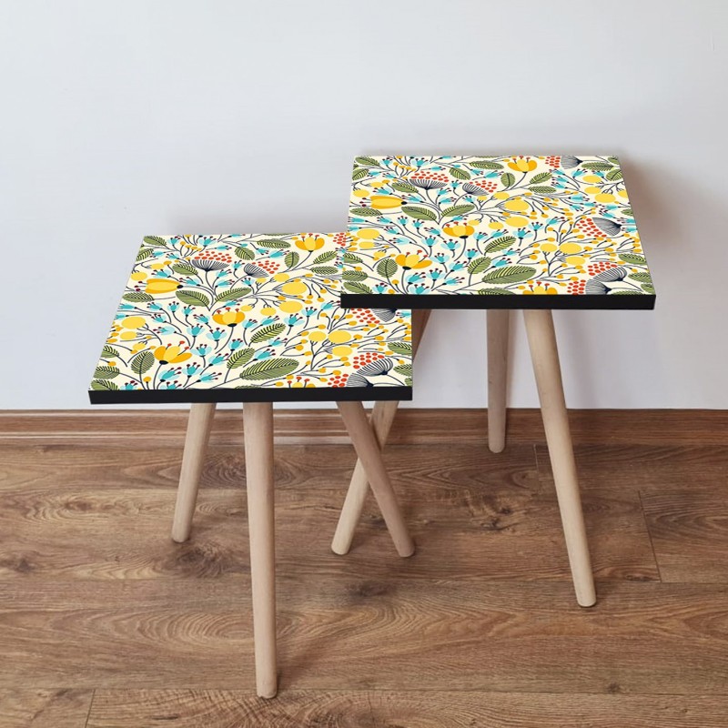 15243_0-800x800 Τραπέζια βοηθητικά Shape σαλονιού 2 τεμάχια multicolor MDF ξύλινα πόδια 35x47cm ed15243 - Image 1