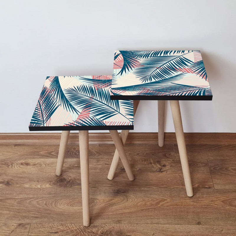 15250_0-800x800 Τραπέζια βοηθητικά Shape σαλονιού 2 τεμάχια navy blue salmon MDF ξύλινα πόδια 35x47cm ed15250 - Image 1