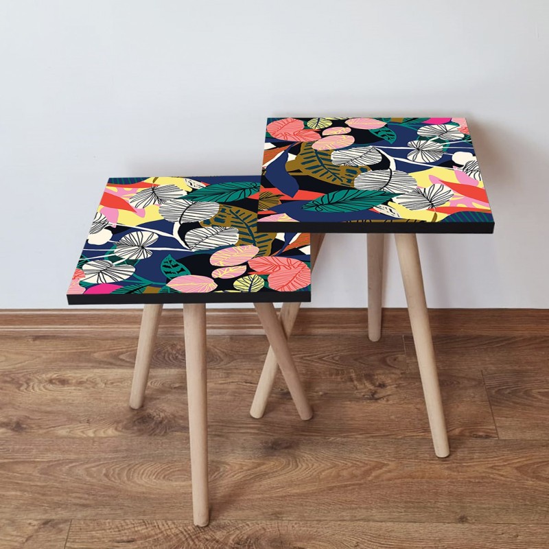 15251_0-800x800 Τραπέζια βοηθητικά Shape σαλονιού 2 τεμάχια multicolor MDF ξύλινα πόδια 35x47cm ed15251 - Image 1