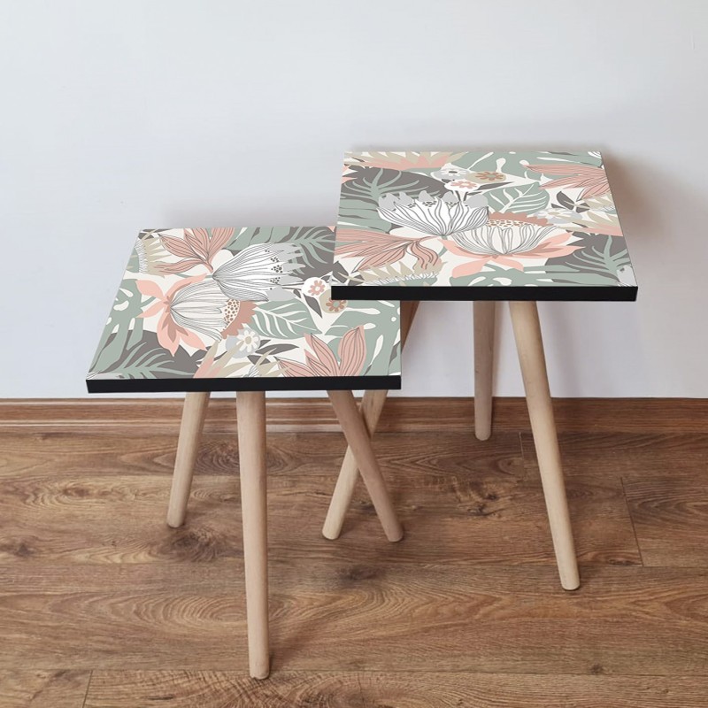 15255_0-800x800 Τραπέζια βοηθητικά Shape σαλονιού 2 τεμάχια multicolor MDF ξύλινα πόδια 35x47cm ed15255 - Image 1