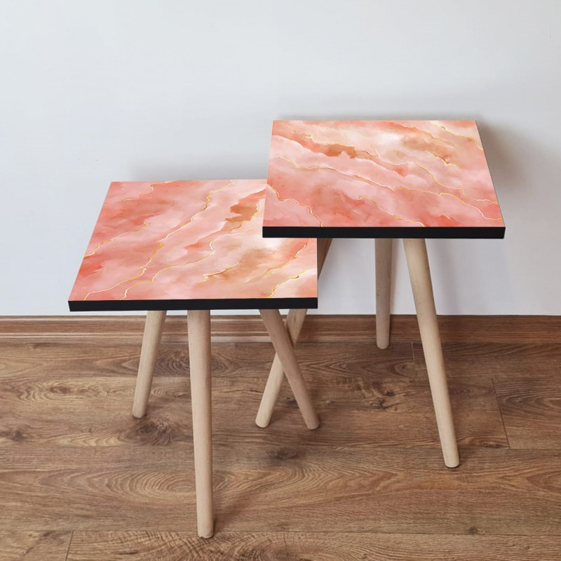 15261_0-800x800 Τραπέζια βοηθητικά Shape σαλονιού 2 τεμάχια salmon χρυσό MDF ξύλινα πόδια 35x47cm ed15261 - Image 1