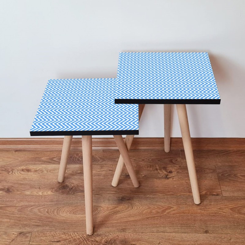 15264_0-800x800 Τραπέζια βοηθητικά Shape σαλονιού 2 τεμάχια μπλε άσπρο MDF ξύλινα πόδια 35x47cm ed15264 - Image 1